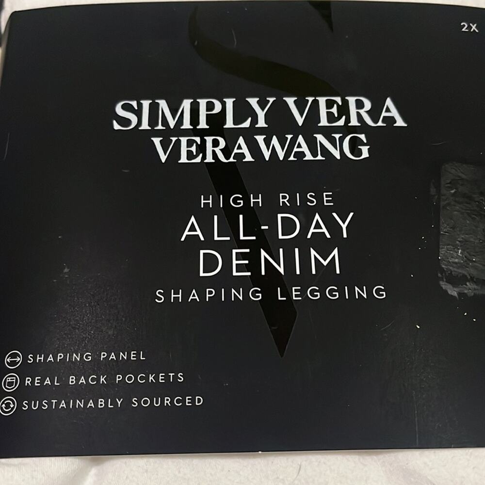 Simply Vera Wang Leggings High Rise White Cotton Denim Shaping Stretch 2X - Picture 2 of 6